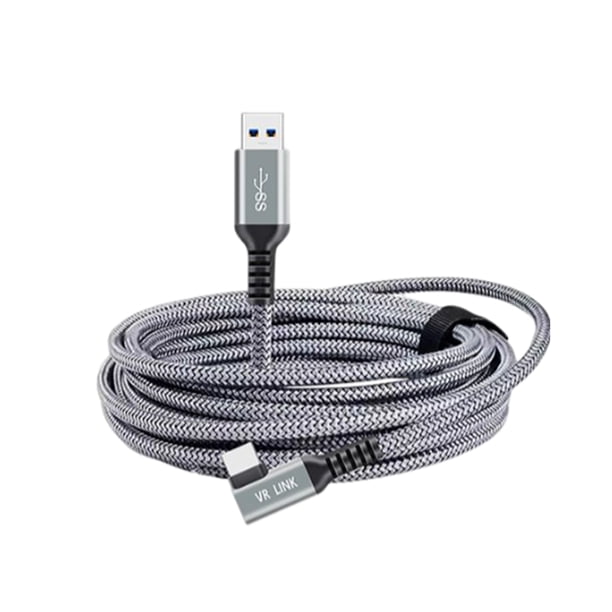 Seitruly Cable de carga tejido de nailon tipo C 5M 5Gbps VR línea de datos aleación de aluminio codo de 90 ° Cable de transferencia de cabeza Videojuegos y accesorios