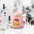 thumbnail image 3 of Taza navideña de cerámica con tapa y cuchara | Taza aislante para chocolate caliente, café o té | Taza para bebidas navideñas para el hogar, la cocina y la oficina., 3 of 3