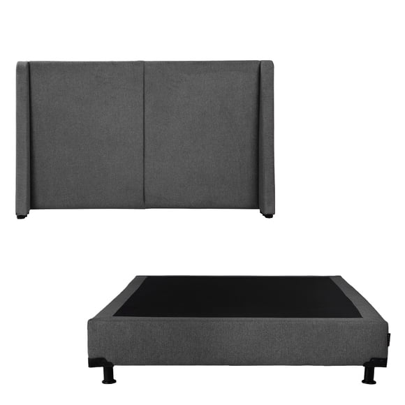Box Base Cama Individual + Cabecera Milan Gris Dicasa Rivo