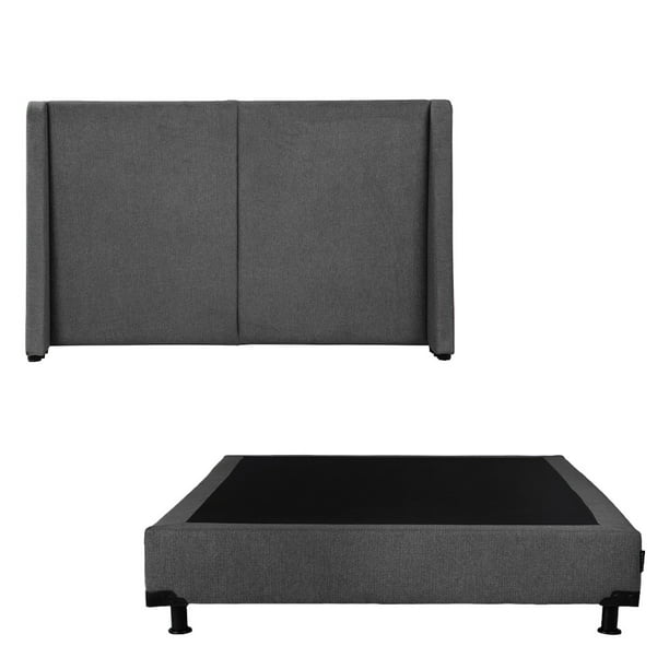 Box Base Cama Individual + Cabecera Milan Gris Dicasa Rivo