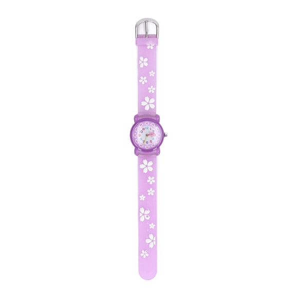 Relojes de pulsera para niñas Dibujos animados lindos en 3D Relojes educativos coloridos impermeables para niñas mayores de 3 años Púrpura