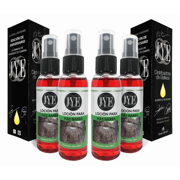 4 BOTELLAS LOCIÓN PARA EL TRATAMIENTO DE BARBA, BIGOTE, CABELLO Y CEJAS.