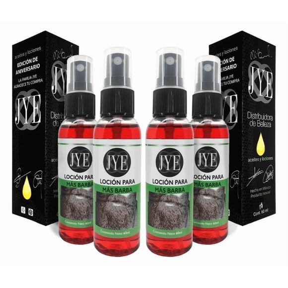4 BOTELLAS LOCIÓN PARA EL TRATAMIENTO DE BARBA, BIGOTE, CABELLO Y CEJAS.