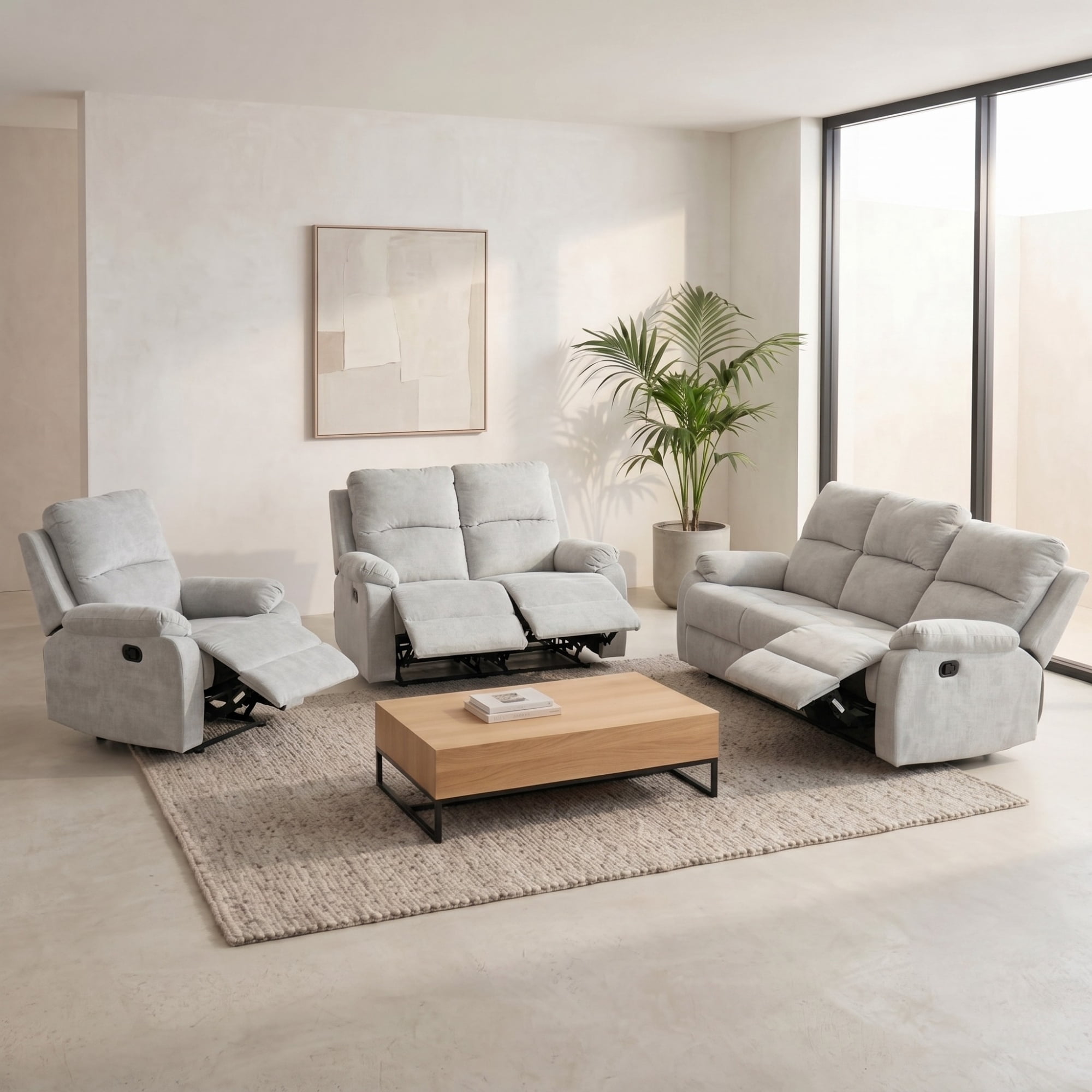 Sala Reclinable 3,2,1 Easy Living  Monza Gris Claro