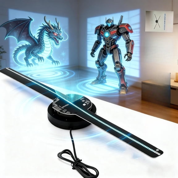 Proyector de Ventilador Holográfico 3D de 16.5", Pantalla de Video Holográfico LED WiFi con Control por App, Letrero Publicitario Flotante HD para Negocios y Días Festivos