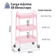 thumbnail image 3 of Carrito Organizador Multiusos 3 Niveles Acero Titanio Rosa, 3 of 5