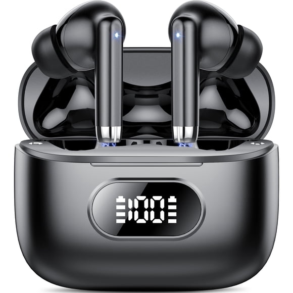 Audífonos Inalámbricos, Audífonos Bluetooth 5.3 con 60H de Reproducción, Pantalla LED, Sonido Estéreo HiFi, Audífonos Impermeables in-Ear con 4 Micrófonos