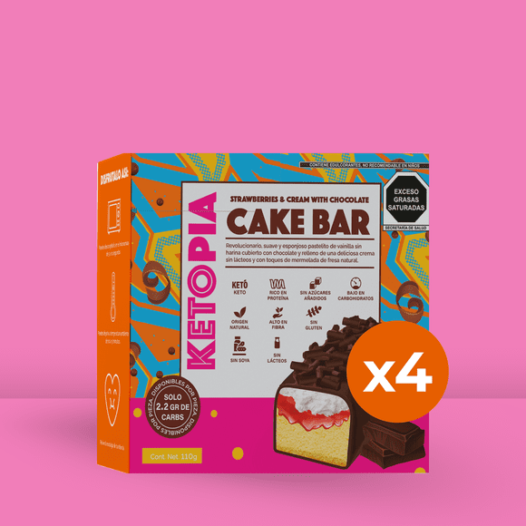 4 Pack Strawberry Jam & Cream Cake Bar covered in chocolate 110g c/u