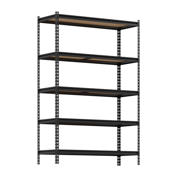 Estantería Metálica – 5 Niveles – 3850 lbs – Estantes Ajustables – Alta Resistencia – Garaje, Almacén, Cocina, Lavadero o Sótano – Negro – 1220x454x1850 mm – 350 kg por Nivel