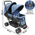 thumbnail image 4 of Carriola Doble para Bebés Gemelar Plegable con Asientos Reclinables Apta desde 0 Meses Soporta hasta 32 kg  - Azul, 4 of 7
