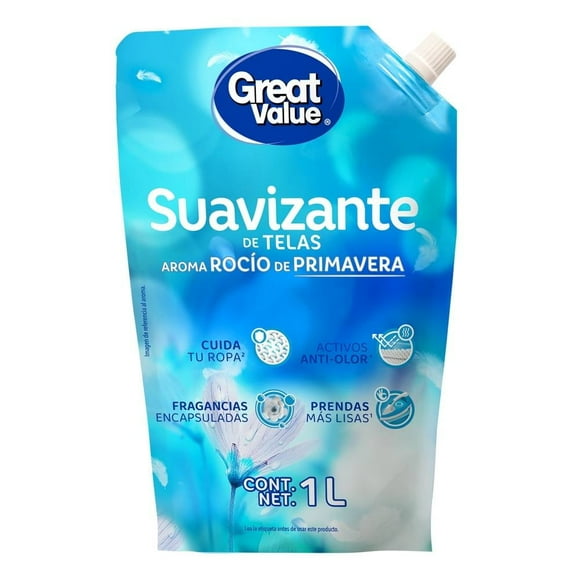 Suavizante de telas Great Value rocío de primavera 1 l