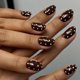 thumbnail image 2 of Uñas Postizas SXVME Marrón Oscuro con Lunares y Diseño Reutilizable de Gel Brillante, 2 of 5
