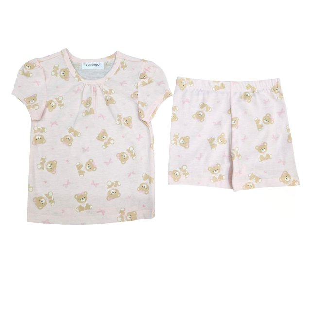 Pijama George para Beba Set Playera Manga Corta con Short Rosa Talla 3 Años