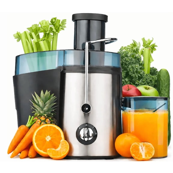 Extractor de Jugos Eléctrico 1000 W con 2 Velocidades y Jarra de 500 ml,Plateado