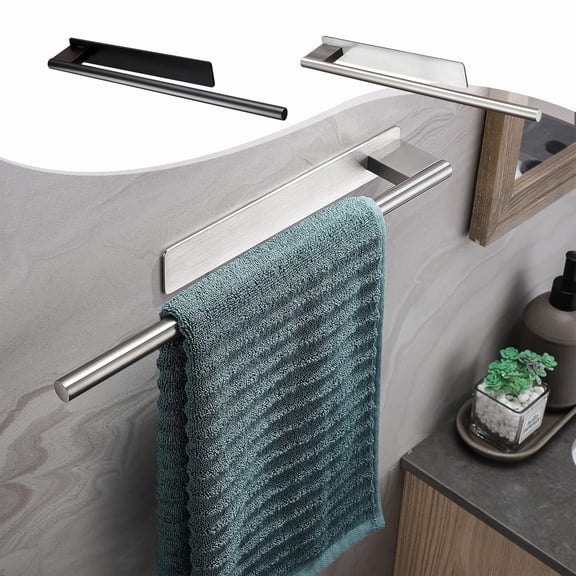 MTBLYS Barra para toallas de mano de acero inoxidable, autoadhesiva, para baño, toallero de pared, 15.35 x 2.36 x 1.57 pulgadas, soporte para toallas para baño, cocina y caravana.