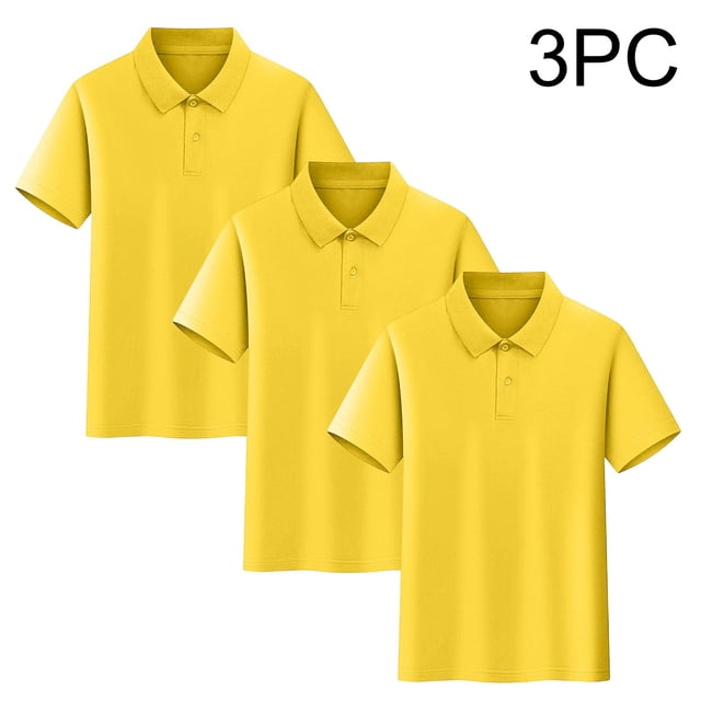 Conjunto de 3 piezas para niños y niñas: blusa de manga corta, uniforme escolar, camiseta deportiva, suave, transpirable, informal y bonita, como se muestra en la imagen, paquete de 3, de 2 a 15 años.