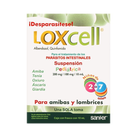 Loxcell Albendazol 20 mg / Quinfamida 10 mg / 100 ml infantil suspensión