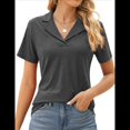 thumbnail image 1 of Camisas de Mujer con Cuello de Solapa, Cuello en V, Blusa de Corta, Blusa Informal Elegante. Gris L, 1 of 9