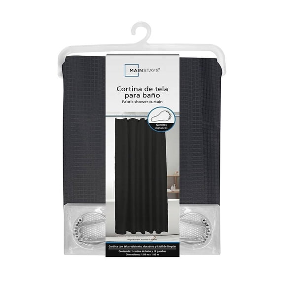 Cortina de Baño Mainstays Jaquard Negro 180x180 cm