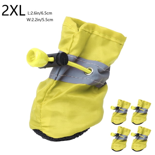 Botas Impermeables para Perros Pequeños - Zapatos Antideslizantes Reflectantes con Protección para Las Patas y Correas Ajustables, Paquete de 4 Botitas Amarillas para Mascotas