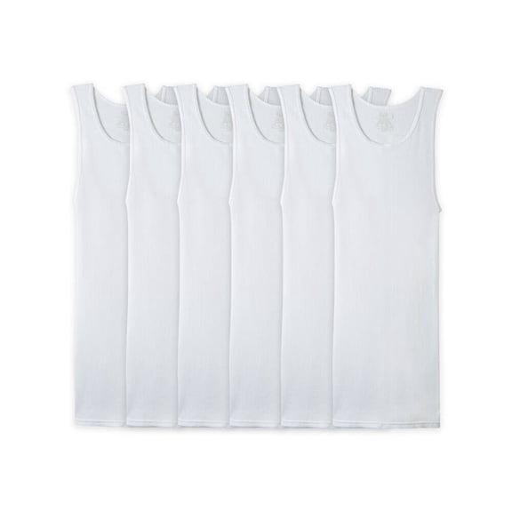 Camiseta Atlética Interior Fruit Of The Loom para Hombre Sin Mangas Blanca 6 Piezas Talla M