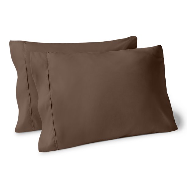 Juego de Fundas de Almohada Bare Home Colección Premium 1800 Cacao Tamaño Estándar 2 Unidades