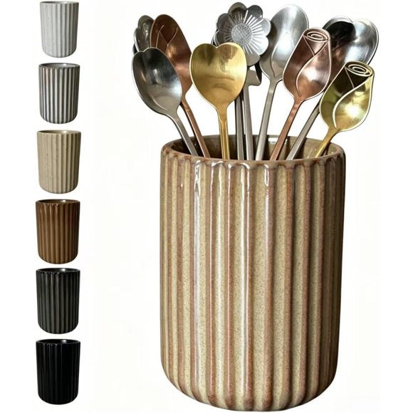 TOPYOKK Porta cucharas de cerámica stoneware SH008 300 ml Color Café