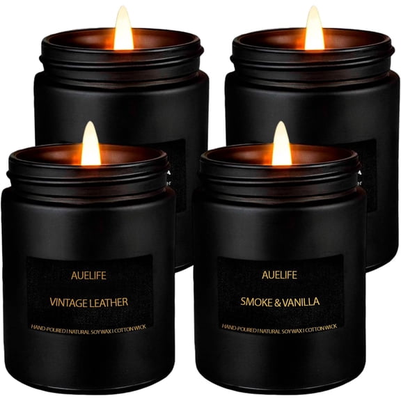 Set de 4 Velas Aromáticas Bluelander Vainilla Roble Antiguo Lavanda Cuero Antiguo Cera de Soja