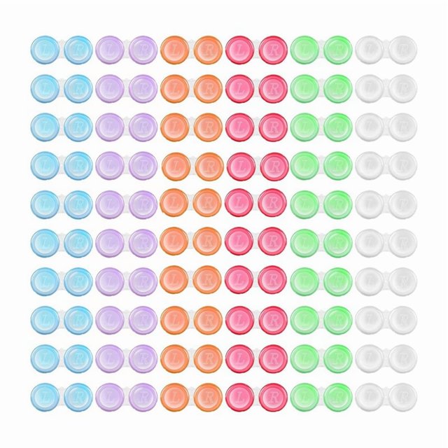 Estuches para Lentes de Contacto (Paquete 60), 6 Colores, Bonitos A Prueba Fugas, Contacto.