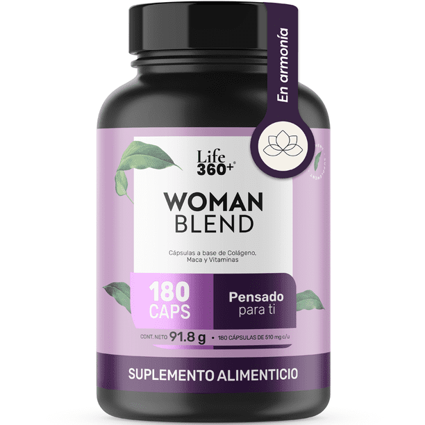 Suplemento Alimenticio LIFE 360+ All Woman 180 cápsulas colágeno hidrolizado maca biotina ácido hialurónico vitaminas