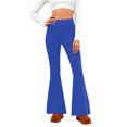 thumbnail image 1 of Amzcrzy Pantalones Acampanados Para Mujer Pantalones De Yoga Elásticos, De Pierna Ancha Y Cintura Alta, De Color Liso, Que Controlan El Abdomen Pantalones Ligeros Y Suaves Para Mujer S-2XL Azul, 1 of 6