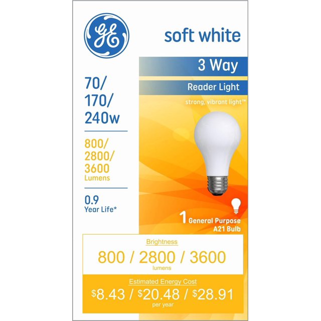 Legi Soft Spring Bombilla GE A21 240 W Soft White incandescente de 3 vías | Walmart en línea