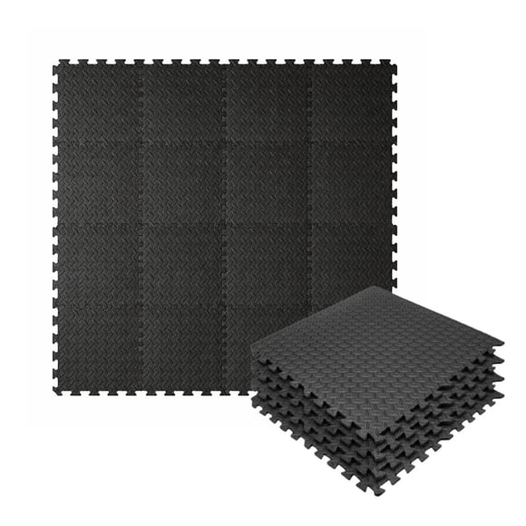 Tapete Piso Gym EVA Antiderrapante Acolchonado 10mm Negro 44 Piezas 15.84m²