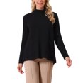 thumbnail image 1 of Suéter de cuello alto de punto para mujer INSPIRE CHIC, con bolsillo, de manga larga, casual, otoño e invierno, color negro, talla S, 1 of 6