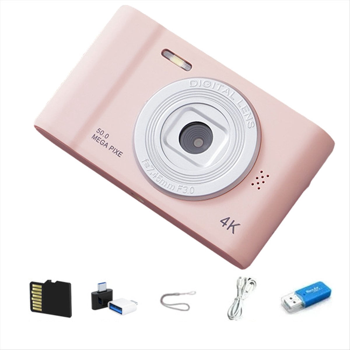 Cámara Digital 4K Fotografía HD Viajes Selfie Camara 2.4 Pulgadas Selfie Mini Retro Cam Rosa