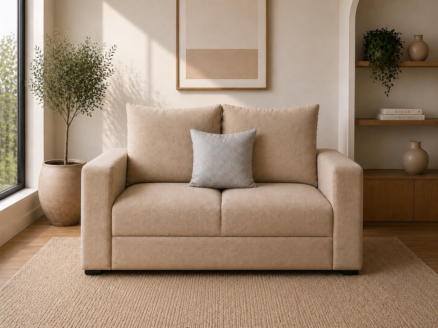 Love seat El Bazar Store Miami Lino Beige 2 plazas, Modular, Moderno, Sala