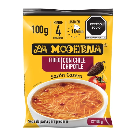 Sopa de fideo La Moderna con tomate y chile chipotle 100 g