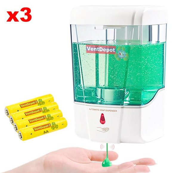 Dispensador de jabón Sensor VentDepot SensoProtec 700ml Plástico ABS Baterías Incluidas MXNSP-003