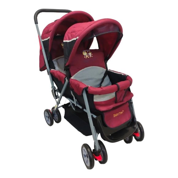 The Baby Shop Carriola Gemelar Moderna Azul Rojo Y Niño Doble Plegable Moderna