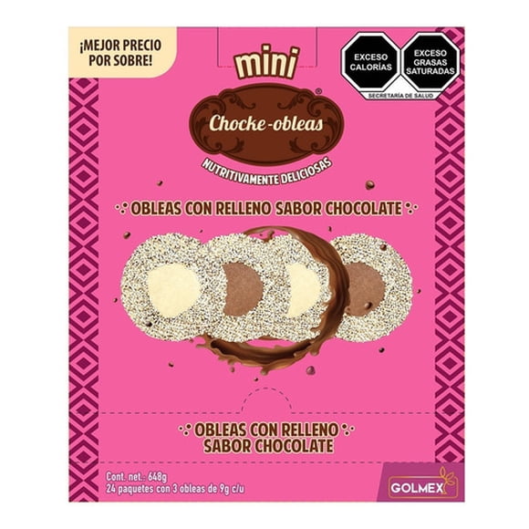 Mini Chocko Obleas Golmex 24 paquetes de 27g chocolate