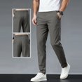 thumbnail image 2 of Amzcrzy Pantalones Clásicos Hombre Color Liso Cintura Elástica Cómodos Transpirables Elásticos Moda Informal Senderismo Pescar Correr Ejercicio Bolsillos Tallas S-3XL Gris, 2 of 8