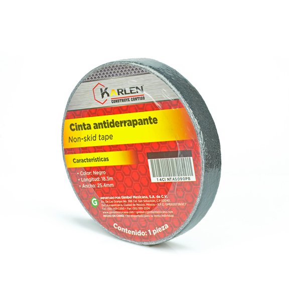 Cinta Antiderrapante KARLEN 25.4mmx18.3m 1' Negra