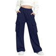 thumbnail image 2 of Pantalones de pana para niñas, cintura elástica, corte holgado, cordón ajustable, bolsillos, pantalones casuales para niñas con pana de mezcla de algodón de textura suave, tallas de 5-6 a 14-15 años., 2 of 5