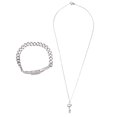 thumbnail image 1 of KAKOWELY Cadena de mano con cierre concéntrico de acero de titanio para mujer, joyería masculina (plata), 1 of 5