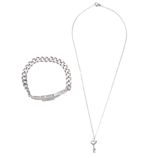 KAKOWELY Cadena de mano con cierre concéntrico de acero de titanio para mujer, joyería masculina (plata)