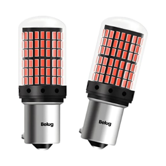 2 Focos Led 1156 Bau15s Direccionales Py21w 7507 Cuartos Luz Roja 150° Belug Rojo