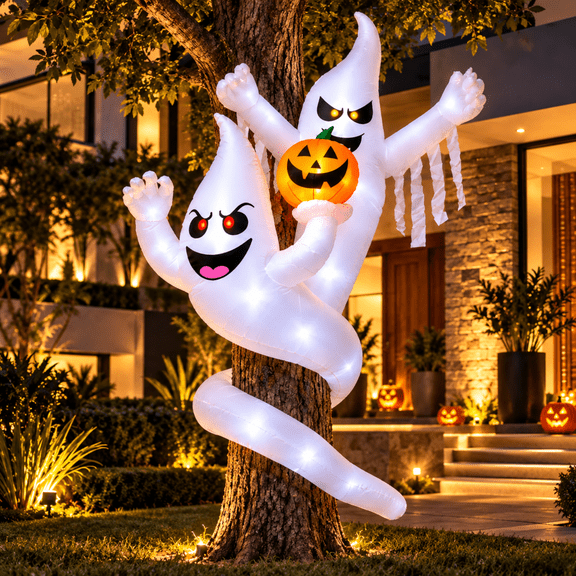 Inflable Halloween Fantasmas Espiral Calabaza 1.8m Luces Led