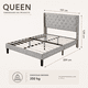 thumbnail image 3 of Zocalo Cama Queen Tapizada con Cabecera Acolchada, Estructura de Metal con Listones de Madera, Soporte hasta 350 kg, Diseño Silencioso, 209 x 157 x 120 cm, Gris, 3 of 8