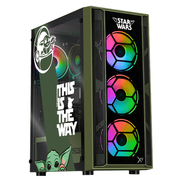 Computadora Gamer Xtreme PC Gaming NVIDIA GeForce RTX 5050 AMD Ryzen 5 5500 16GB SSD 500GB WIFI Grogu Comic experiencia de juego fluida en nivel medio