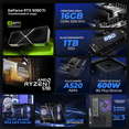 thumbnail image 3 of PC Gamer Completa Xtreme PC Gaming NVIDIA GeForce RTX 5060 Ti AMD Ryzen 7 5700 16GB SSD 1TB Monitor Curvo 31.5 180Hz WIFI Black gaming 1080p, estudios y multitarea, 3 of 6